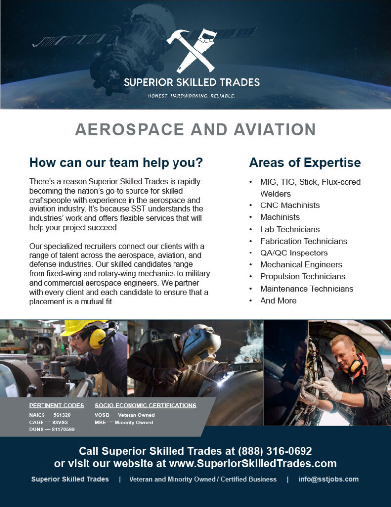 Superior Skilled Trades Aerospace and Aviation Staffing service flyer