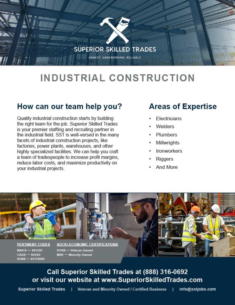 Superior Skilled Trades Industrial Construction Staffing Service Flyer